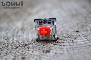 Mechanical keyboard switch top view with hotswap LED sockets